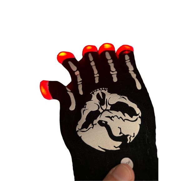 Light-Up Skull Gloves Adult One Size Fits Most Replaceable Batteries Case Of 24 - Picture 10 of 13